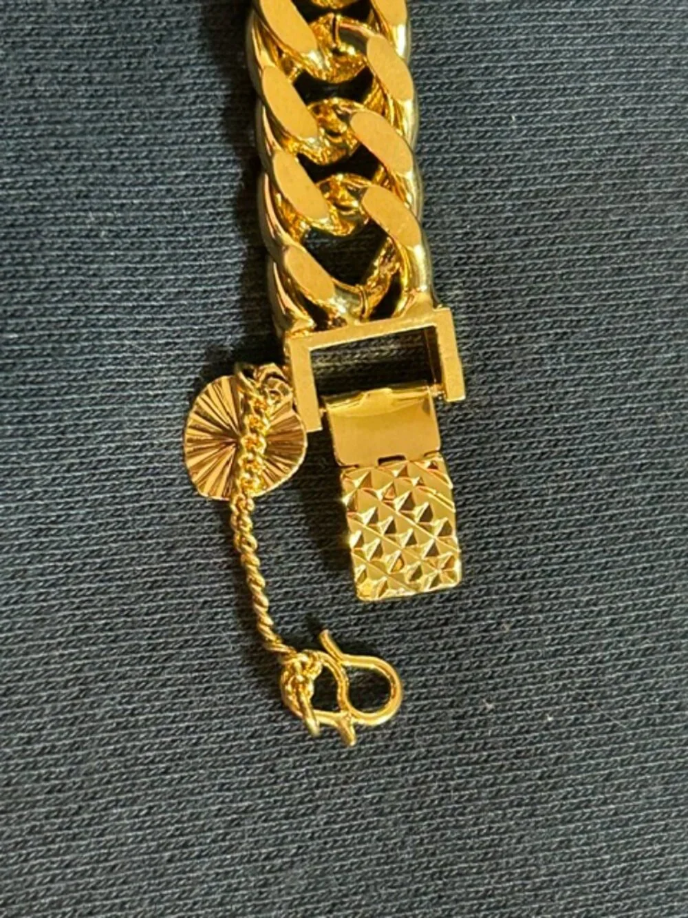 Men's Heavy Gold Double Cuban Link Bracelet With Safety Chain